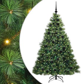 vidaXL Mű karácsonyfa 300 LED-del állvánnyal Zöld 180 cm PE és PVC