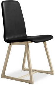 SM40  design szék, fekete bőr, olajozott fehérített tölgy láb