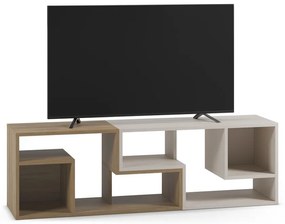 Fehér-natúr színű sarok TV-állvány tölgyfa dekorral 145x45x35 cm Glina – Marckeric
