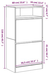 betonszürke szerelt fa cipőszekrény 60x34x116 cm
