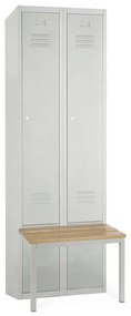 Fém szekrény paddal, 60 x 85 x 185 cm, lábazat, hengerzár, szürke - RAL 7035