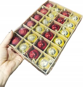 Műanyag karácsonyfadísz szett 24 db-os (átmérő 4cm)