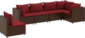 vidaXL 6 részes barna polyrattan kerti ülőgarnitúra párnákkal