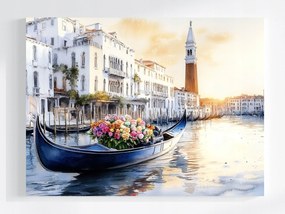 Vászonkép Canvas Tájkép Olaszország Velence Csatorna Csónak Gondola 100x75