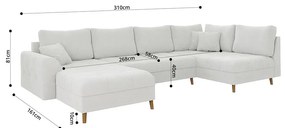Krémszínű buklé sarokkanapé (bal oldali-U alakú) Ariella – Ropez