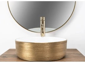 REA-U6630 - Ráépíthető mosdó SAMI Ø 36 cm, kerámia/fehér/szálcsiszolt arany