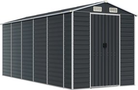 vidaXL antracitszürke horganyzott acél kerti fészer 191 x 470 x 198 cm