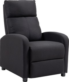 HOMCOM Kárpitozott Fekvőkarosszék 135°-os Dönthető Háttámlával és Kihúzható Lábpihentetővel, Fekete Vászonban, 69x87x100.5cm | Aosom
