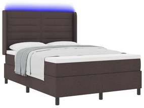 Boxspring Ágy Mattal és LED-del Sötétbarna 160x200 cm Szövet