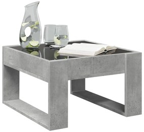 Betonszürke végtelen hatású LED-es dohányzóasztal 50x53x30 cm