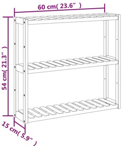bambusz 3 szintes falra szerelhető fürdőszobapolc 60x15x54 cm