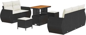 vidaXL Kerti Kanapé Szett 8 pcs Fekete polirattan