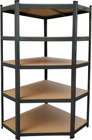 Nagy teherbírású sarokpolc 180x70x40-40 cm 175 kg fekete