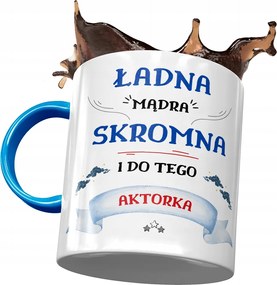 Kék Bögre Színésznőnek Csinos Okos Szerény Nyomtatott Fotóval