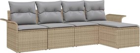 vidaXL Kültéri kanapé párnával 5 pcs Bézs polirattan