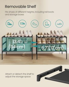 3 szintes cipőtartó állvány 29,7 x 62,3 x 53,5 cm, fekete