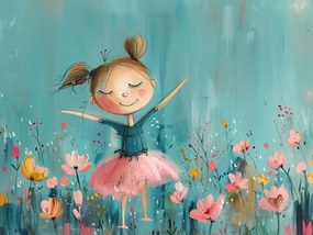 Canvas Vászonkép Gyerek Lány Öröm Virágok Tavasz 80x60