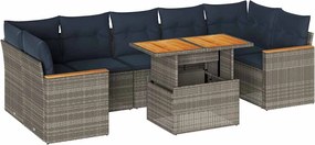 vidaXL 8 részes szürke polyrattan kerti ülőgarnitúra párnákkal