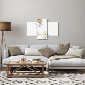 Kép - Bézs virágok pillangóval N⁰2 (90x60 cm)