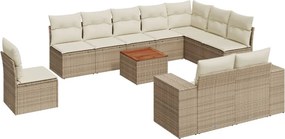 vidaXL 11 részes bézs polyrattan kerti ülőgarnitúra párnákkal