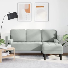 3-Fős Kanapé Chaise L alakú Világosszürke 160 cm Pamut