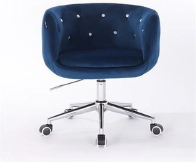 HR333K Tengerkék velur modern szék krómozott lábbal