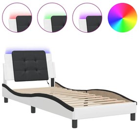 fehér és fekete ágykeret LED-ekkel matrac nélkül Zadar 100 x 200 cm