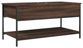 Barna tölgy színű szerelt fa és fém dohányzóasztal 100x50x50 cm
