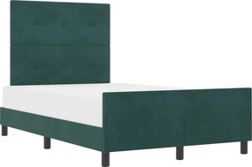 vidaXL Boxrugós ágy fejtámlával Sötétzöld 120 x 200 cm Bársony