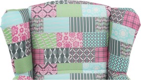Füles fotel, szövet patchwork, CHARLOT