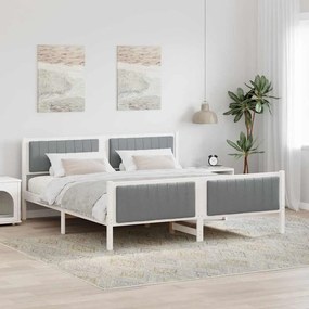 Ágykeret Fehér és világosszürke 180 x 200 cm Tömör fenyőfa