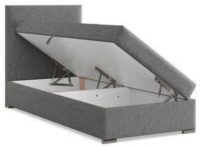 Agen egyszemélyes ágy, szövet, ágyneműtartóval, szürke