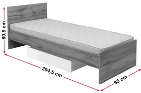 Egyszemélyes ágy 90 cm Zella LOZ/90. 702289