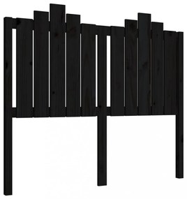 fekete tömör fenyőfa ágyfejtámla 126x4x110 cm