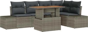 vidaXL Kerti Kanapé Szett tárolóval 6 pcs Szürke Poli rattan