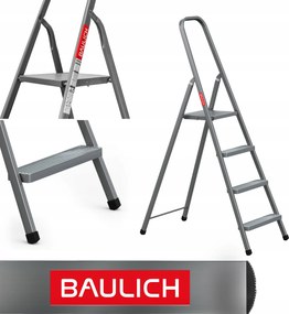 Háztartási létra 4 lépcsős összecsukható szürke Baulich