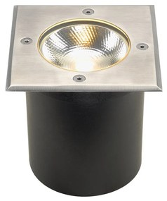 Kültéri Beépíthető lámpa, 12,6x12,6cm, rozsdamentes acél (inox), 3000K melegfehér, 580 lm, CRI 80, 120°, SLV Rocci 227604