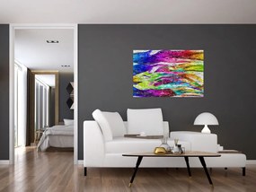 Kép - Téglafal színes lángokkal (90x60 cm)