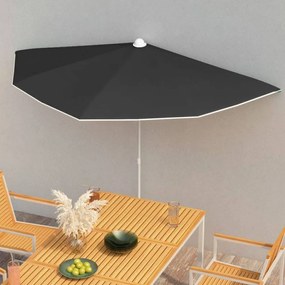 Fekete félköríves napernyő rúddal 180 x 90 cm
