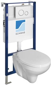 , Fali WC TAURUS rejtett tartályos és gombos Schwab, fehér, LC1582-SET5