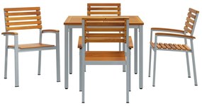 5 darabos kert étkező szett tömör akácfából és fémből