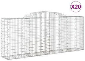 20 db íves horganyzott vas gabion kosár 300x50x120/140 cm