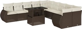 vidaXL 11 részes barna polyrattan kerti ülőgarnitúra párnákkal