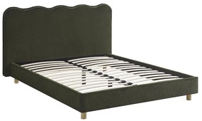 Kárpitozott Franciaágy Zöld Színben. 160x200 IZMIR