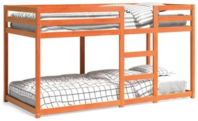 viaszbarna tömör fenyőfa emeletes ágy 90x200 cm
