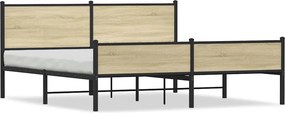 vidaXL sonoma tölgy színű fém ágykeret matrac nélkül 183 x 213 cm
