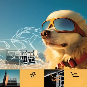 BRUNO kutyaszállító box, 89x70x51cm, ezüst/fekete Cadoca