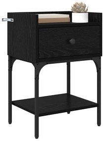 Éjjeli asztal fiókkal 2 pcs Musta tammi 40 x 29 x 60 cm Faanyag