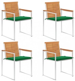 4 db tömör akácfa kerti szék párnákkal