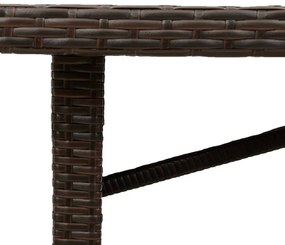 barna polyrattan üveglapos kerti asztal 190x80x75 cm